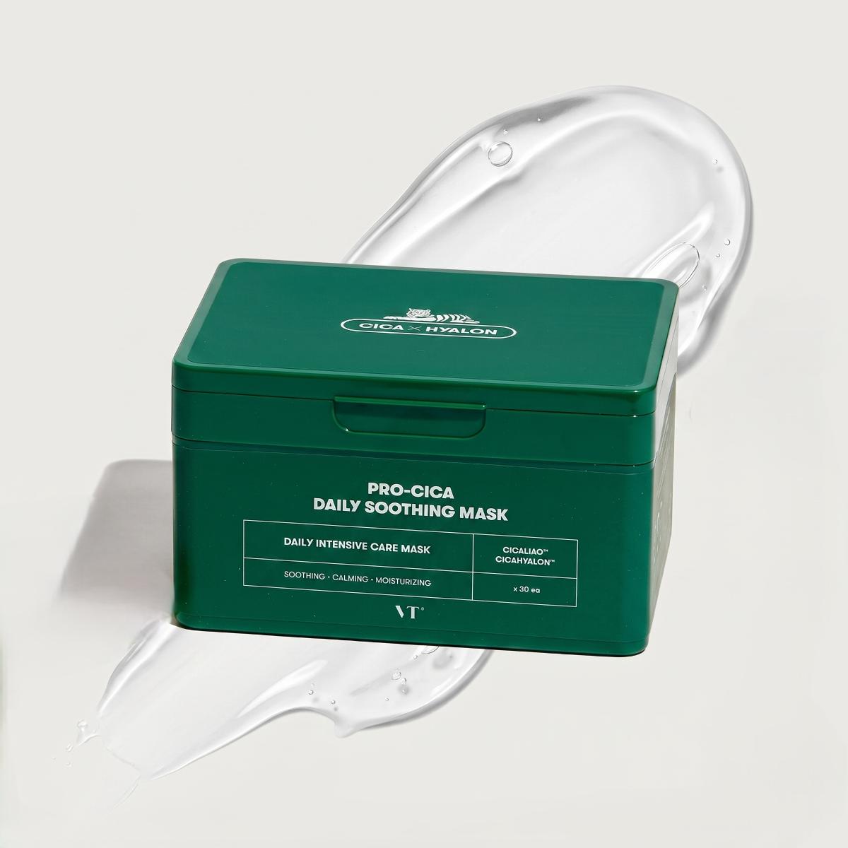 Green box of Pro-Cica daily soothing mask on a white background