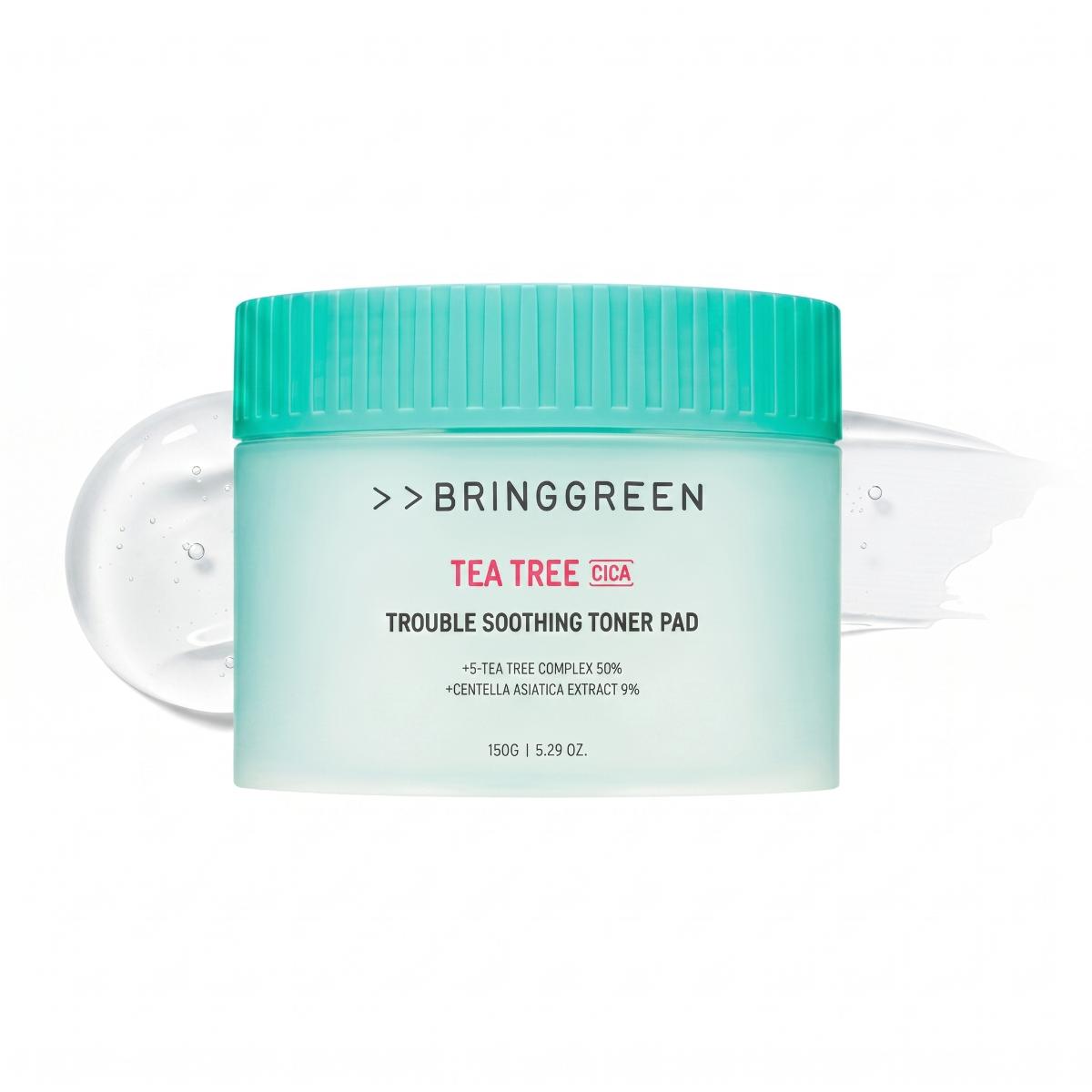 BRINGGREEN Tampons Toniques Apaisants Tea Tree Cica Trouble 90 Tampons