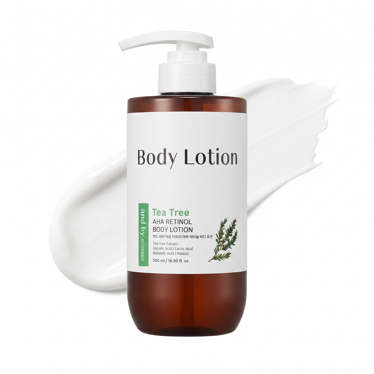e dalla lozione corpo mixsoon Tea Tree AHA Retinol 500ml