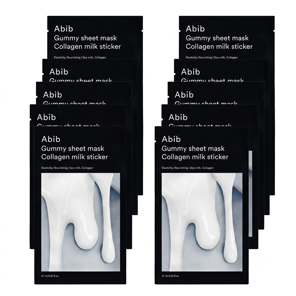 Abib Gummy Sheet Mask Collagen Milk Sticker 10 Fogli